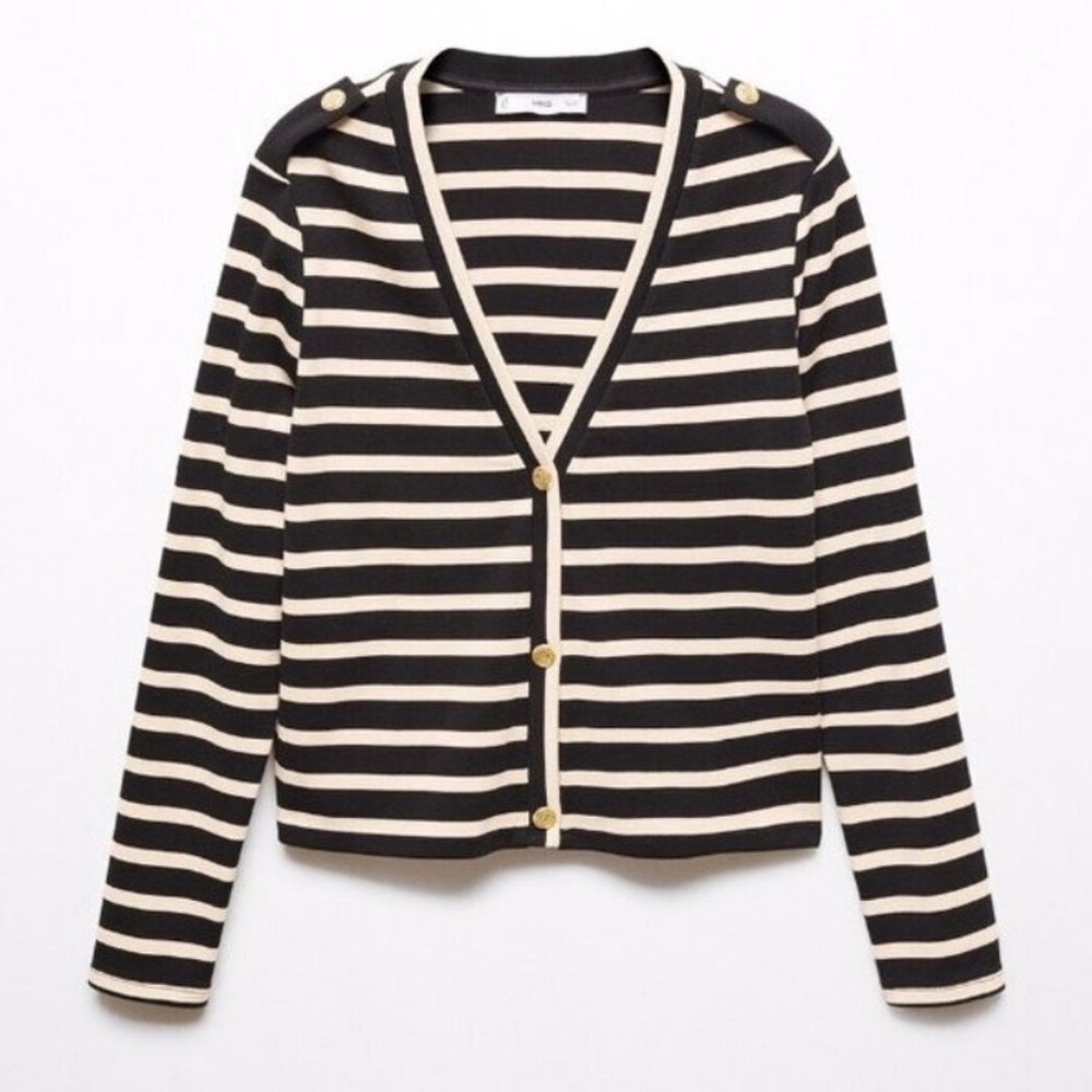 MANGO - Stripe Cardigan Midpoint. Long sleeves. Jewel-effect buttons.
